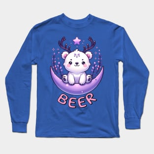 BEER Cute& Kawaii Bear with Deer Antlers Long Sleeve T-Shirt